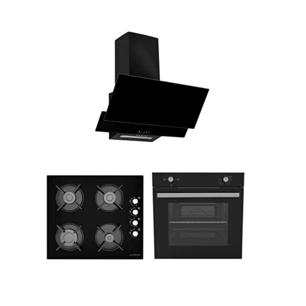 Alveus Siyah Cam Ankastre Set(GLS640BL-F17-MFA605BL)