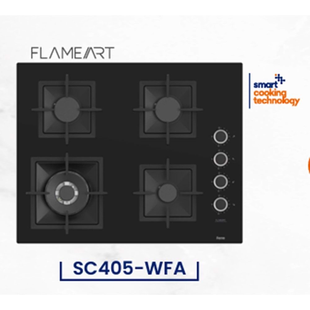 Ferre SC405-WFA Siyah Flamf Art 65 Cm Ankastre Ocak