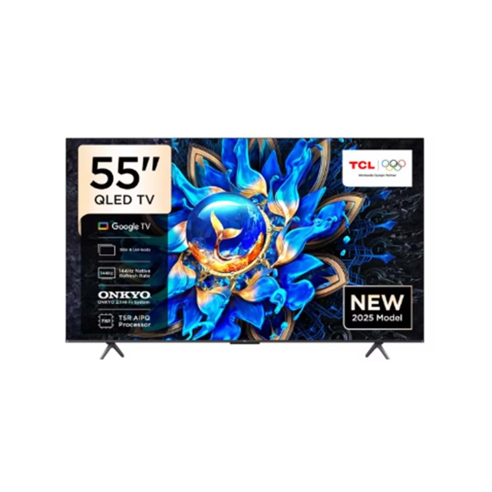 TCL 139 Ekran (55 İnç ) QLED 4K HDR10+ Dolby Vision Atmos Uydulu Google Tv