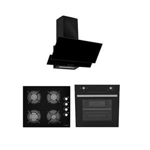 Alveus Siyah Cam Ankastre Set(GLS640BL-F17-MFA605BL)