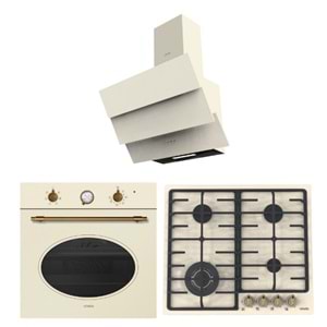 Vinola Krem Rustik Cam Digital Ankastre Set