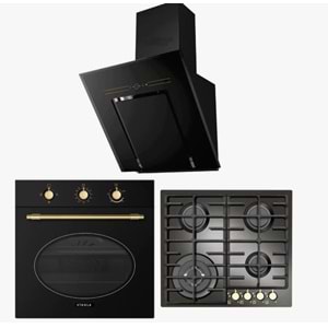 Vinola Siyah Rustik Cam Digital Ankastre Set