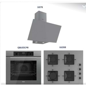 Ferre Ankastre Gri set (7 Fonksiyonlu Fırın) D079-SS208-QBL63CPR