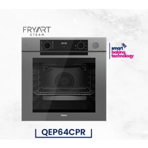 Ferre QEP64CPR Gri Cam Buharlı Ankastre Fırın (0-9 fonksiyon)