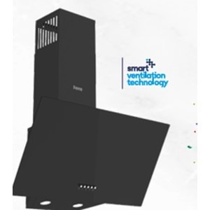 Ferre D086 60 Cm Açılı Tek Camlı Siyah Davlumbaz