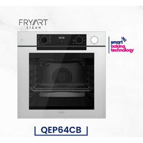 Ferre QEP64CB Beyaz Cam Buharlı Ankastre Fırın