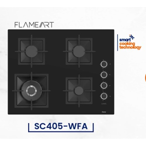 Ferre SC405-WFA Siyah Flamf Art 65 Cm Ankastre Ocak